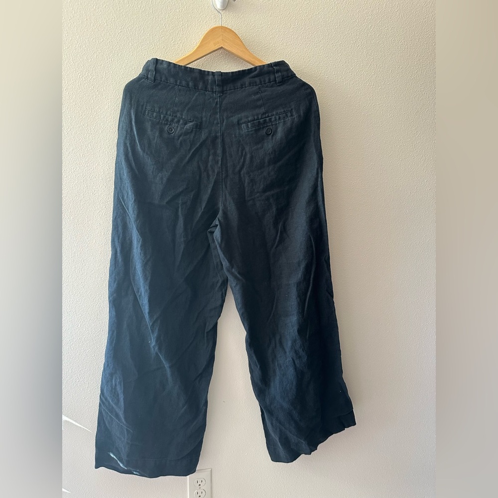 Madewell The Harlow Wide-Leg Pant in 100% Linen true black size 8 style NJ996 - Picture 9 of 9
